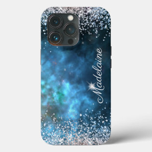 Glitter Girly Modern Sparkle Sweet 16 Navy Blue iPhone 13 Pro Case