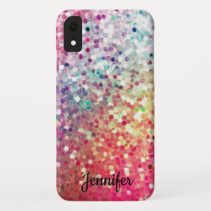 Glitter Girly Rainbow Patterned Phone Custom Name iPhone XR Case