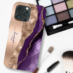 Glitter Girly Rose Gold Stylish Purple iPhone 13 Pro Case<br><div class="desc">Elegant Chich Glitter Phone Cases & Covers. Personalize with your name,  monogram,  initial or text. You can change text colour and font style using the customize it further option. Please note the glitter effect is not real,  but just simulated.</div>