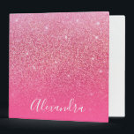 Glitter Girly Sparkly Rose Pink Script Name Binder<br><div class="desc">Personalized Glitter Girly Sparkly Rose Pink Script Name 3 Ring Binder</div>