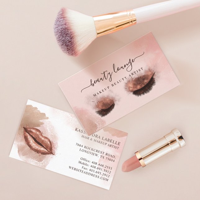 Glitter Glam Beauty Makeup Artist Eyelashes & Lips Business Card (Creator Uploaded)