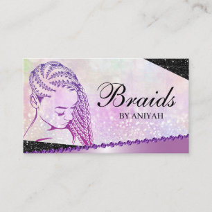 Glitter Glam Modern Hair Braiding Salon Business Card