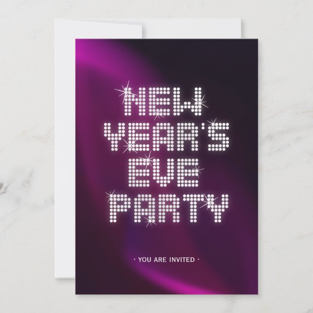 Glitter Glam New Year's Eve party invitation (Front)