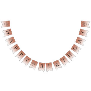Glitter Glam Sweet 16 Rose Gold Glitter Birthday  Bunting Flags