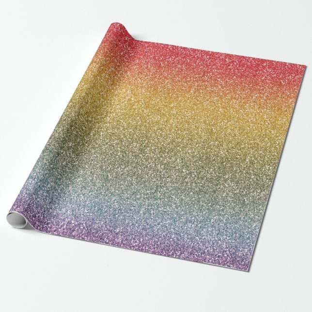 Glitter Glitz Rainbow Wrapping Paper (Unrolled)