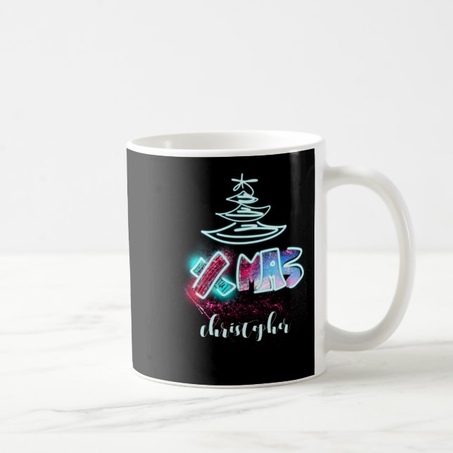 Glitter Glow Tree Blue And Red Xmas Tygraphy Toddl Coffee Mug (Right)