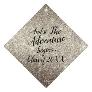 Glitter Gold Adventure Begins  Custom Class Year Graduation Cap Topper