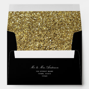Glitter Gold and Black 5x7 Envelope