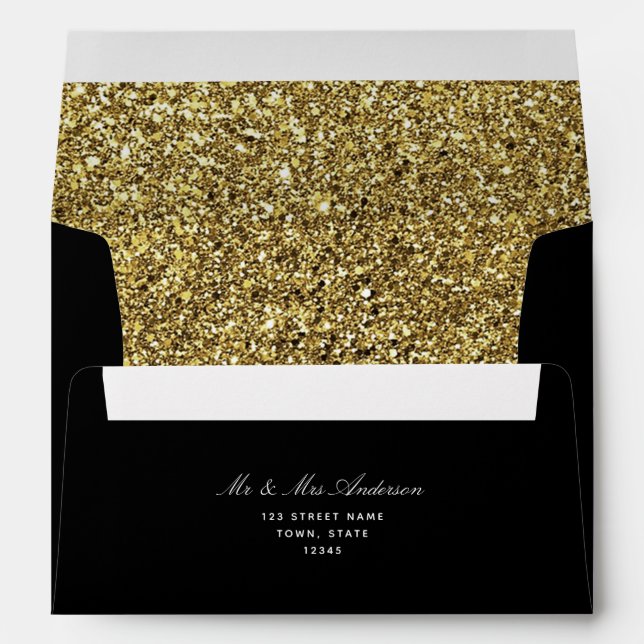 Glitter Gold and Black 5x7 Envelope (Back (Bottom))