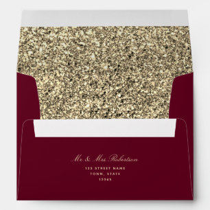 Glitter Gold and Burgundy 5x7 Envelope