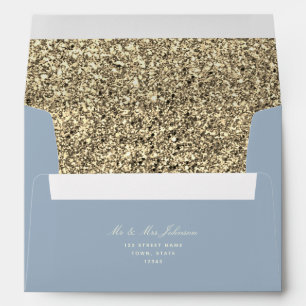 Glitter Gold and Dusty Blue 5x7 Envelope