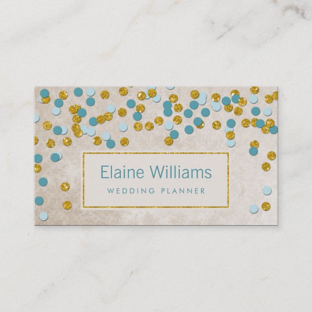 glitter gold aqua confetti modern Business Cards (Front)