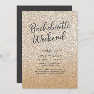 Glitter Gold Bachelorette Weekend Invitation