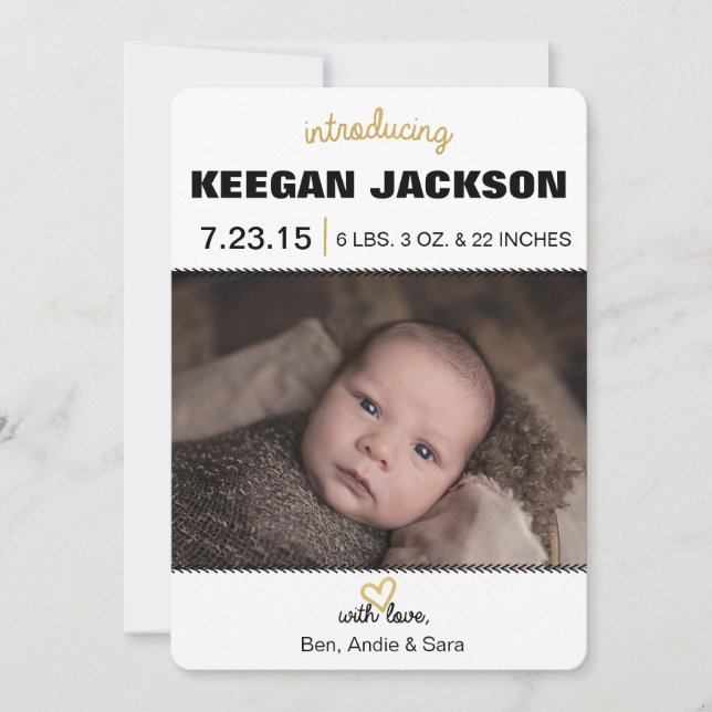Glitter Gold Birth Announcement (Front)