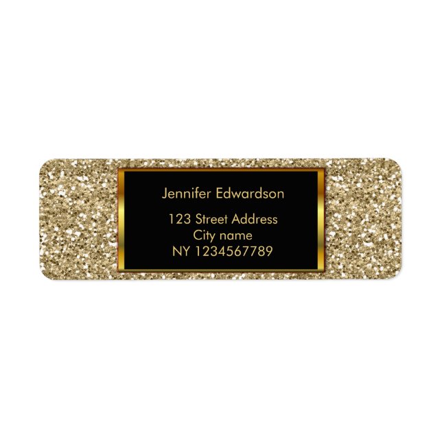 Glitter gold bling classy return address (Front)