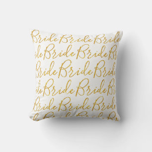 Glitter Gold Bride Wedding  Throw Pillow