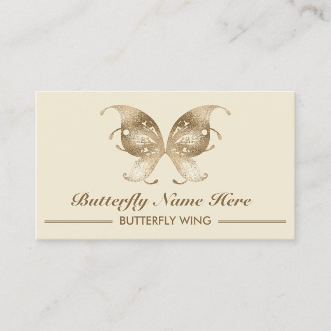 Glitter Gold Butterfly Swirl Decorative Business Card (Front)