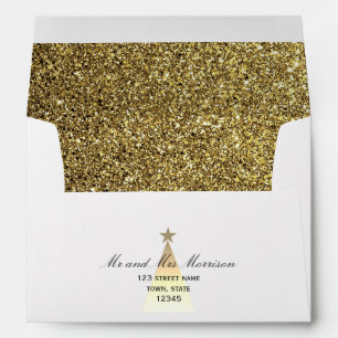 Glitter Gold Christmas Wedding  Envelope