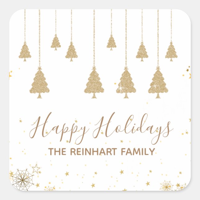 Glitter Gold Elegant Christmas Stickers (Front)