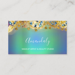 Glitter Gold Event Planner Stylist Blue Green Business Card