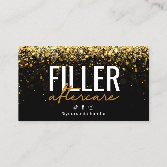 Glitter Gold Filler Instruction Aftercare Card (Front)