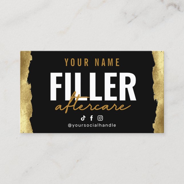 Glitter Gold Filler Instruction Aftercare Card (Front)