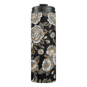 Glitter Gold Floral: Sparkle Vintage. Thermal Tumbler