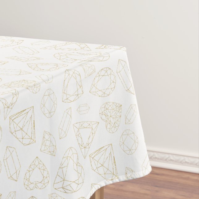 Glitter Gold Gem Birthday Party Tablecloth (In Situ)