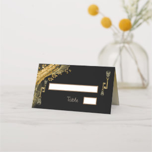 Glitter & Gold Halloween Skeleton Keys Place Card