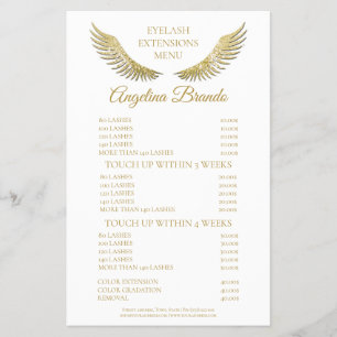 Glitter Gold Lashes Eyelash Extensions Price List Flyer