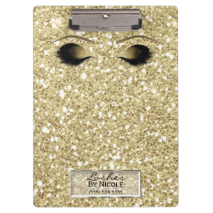Glitter Gold Makeup Eyes Lashes Glam Personalized Clipboard