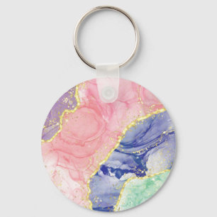 Glitter Gold Marble Pastel Colours Keychain