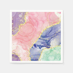 Glitter Gold Marble Pastel Colours Napkin