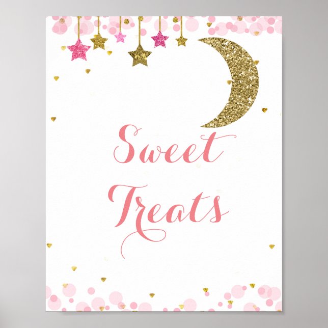 Glitter gold pink watercolor Sweet Treats sign (Front)