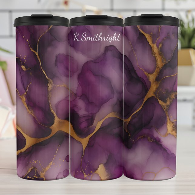 Glitter Gold Purple Agate Marble Thermal Tumbler (Creator Uploaded)