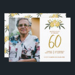 Glitter Gold Rose & Botanical Leaves 60th Birthday Invitation<br><div class="desc">A classic floral 60th birthday invitation with a touch of gold and glitter. Personalize it with your birthday details.</div>