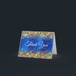 Glitter Gold Royal Blue 40th Birthday Thank You Card<br><div class="desc">These luxurious fortieth birthday thank you cards feature a glamorous gold faux glitter and royal blue faux foil digital art design. You will be able to customize the interior text for individuals and make sure to include a special message just for them. You can also create one text message and...</div>