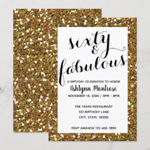 Glitter Gold Sixty & Fabulous Invitation