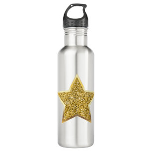 glitter gold star 710 ml water bottle