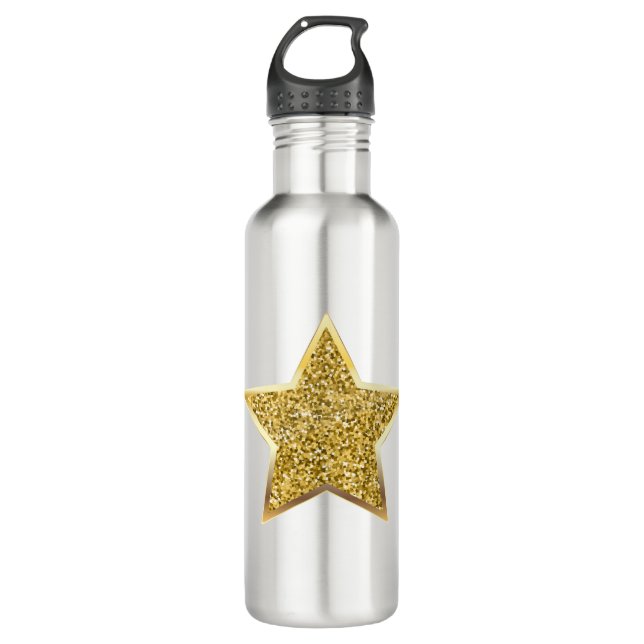 glitter gold star 710 ml water bottle (Front)