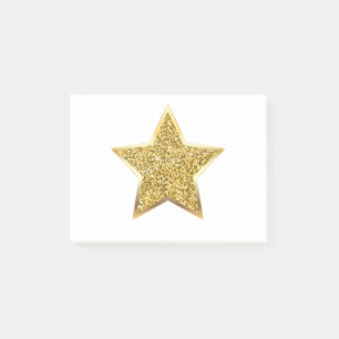 glitter gold star post-it notes