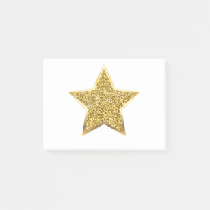 glitter gold star post-it notes