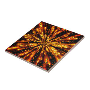 Glitter Gold Stars Ceramic Tile