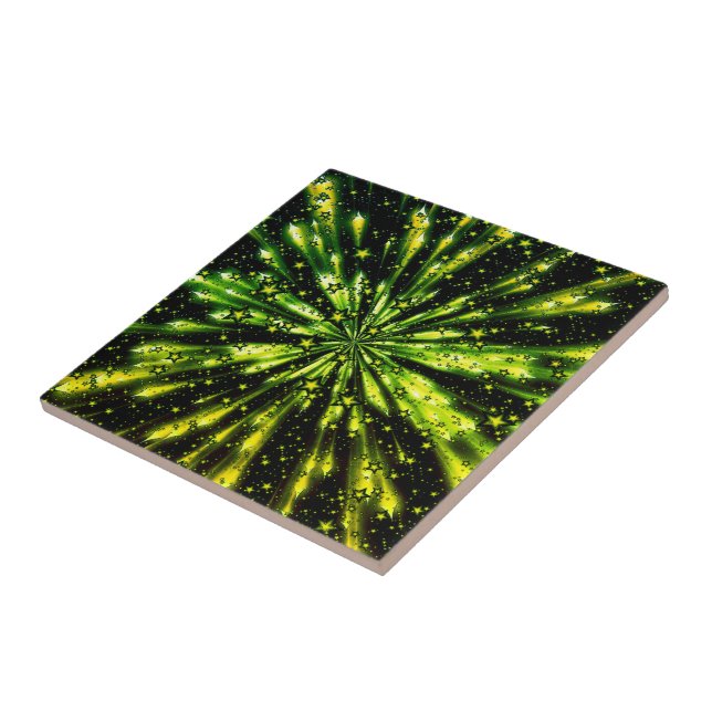 Glitter Gold Stars Ceramic Tile (Side)