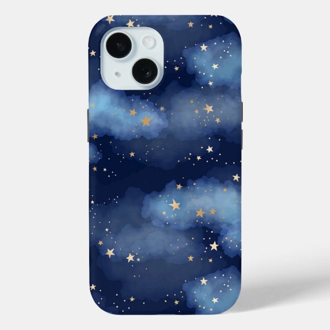 Glitter Gold Stars Dark Blue Sky Pattern Case-Mate iPhone Case (Back)