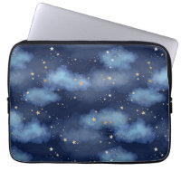 Glitter Gold Stars Dark Blue Sky Pattern