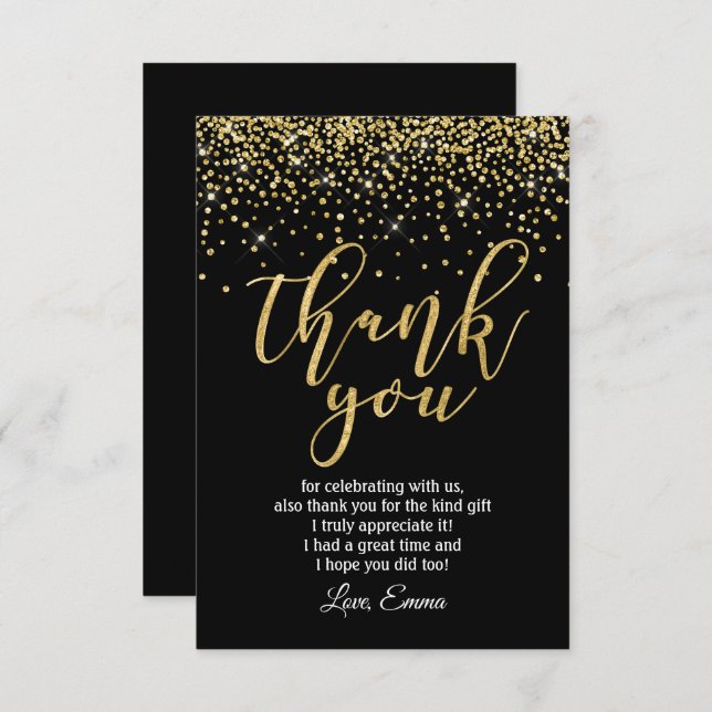 glitter gold thank you card (Front/Back)