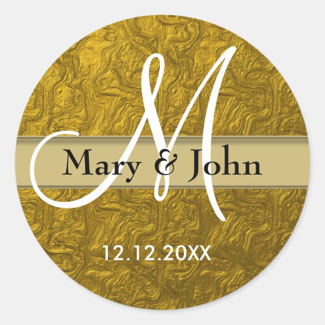 Glitter Gold Wedding Monogram Seals (Front)