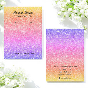 Glitter Gold Yellow Purple Chic Earring Display Business Card