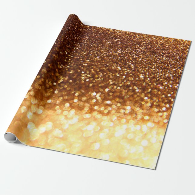 Glitter golden lights wrapping paper (Unrolled)
